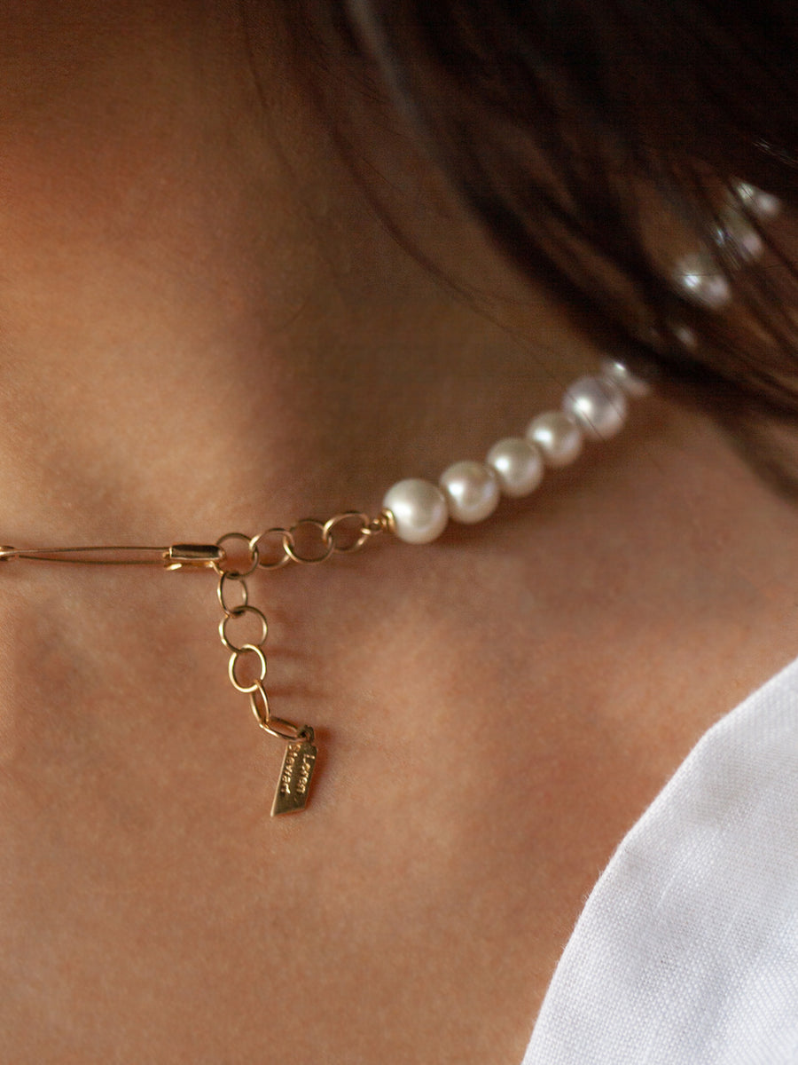 The EGOMET Safety Pin Pearl Choker Necklace