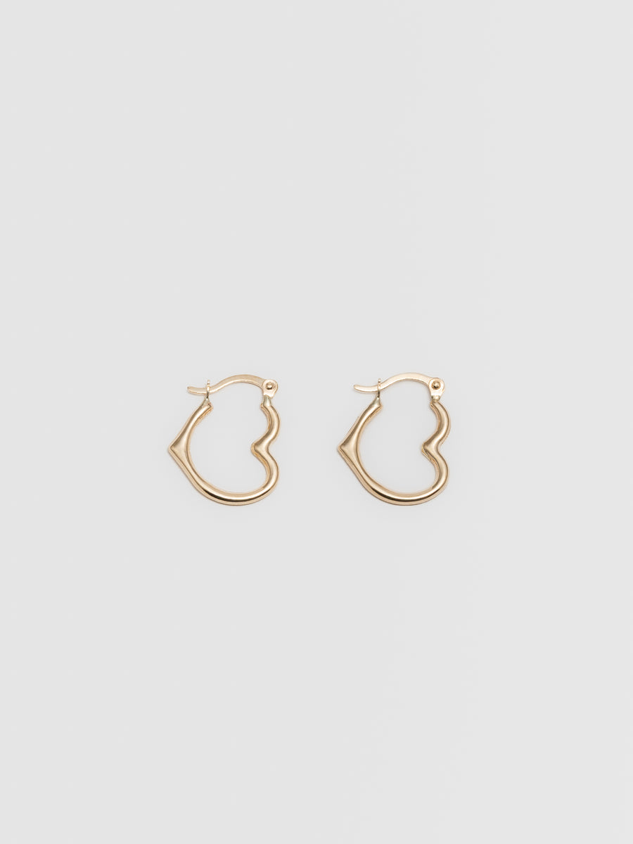 Open Heart Hoop Earrings in 10K White Gold