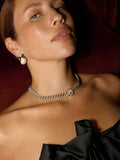 Sterling Silver Solid XL Industrial Curb &amp; Toggle Necklace pictured on model. 