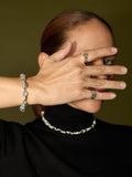 Sterling Silver Whorl Chain Bracelet pictured on model.