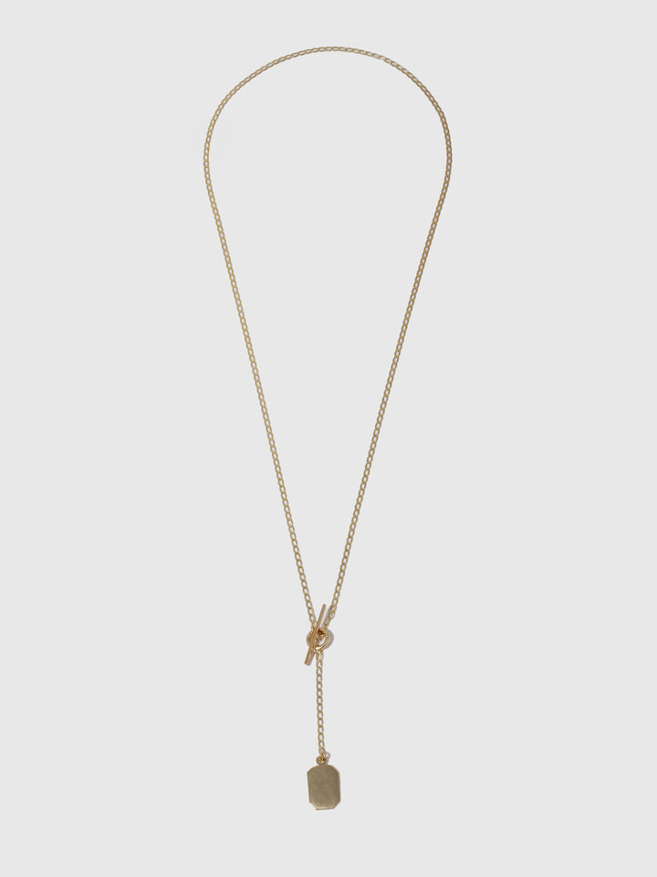 Octagonal ID Toggle Lariat Necklace