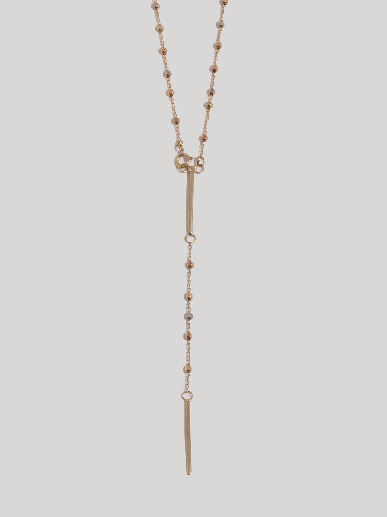 Tri-Colored Gold Ball & Bar Chain Lariat - Archival Collection