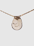 14Kt Yellow Gold Disk Pendant stacked with the Mini Disk , Octagonal ID and Klint ID Pendants.