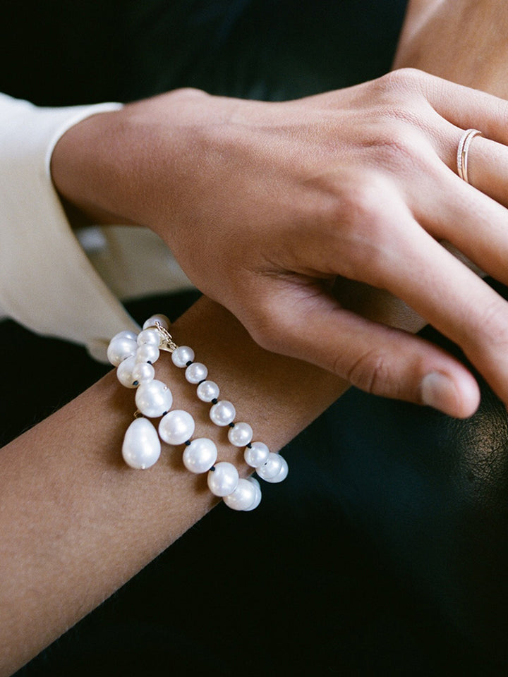 Triple nude cultured pearl bracelet  Freshwater Cultured Pearls  Wedding  Jewelry  Bourdage Pearls