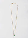 14kt Yellow Gold Oval Gemstone Necklace pictured on light grey background. 