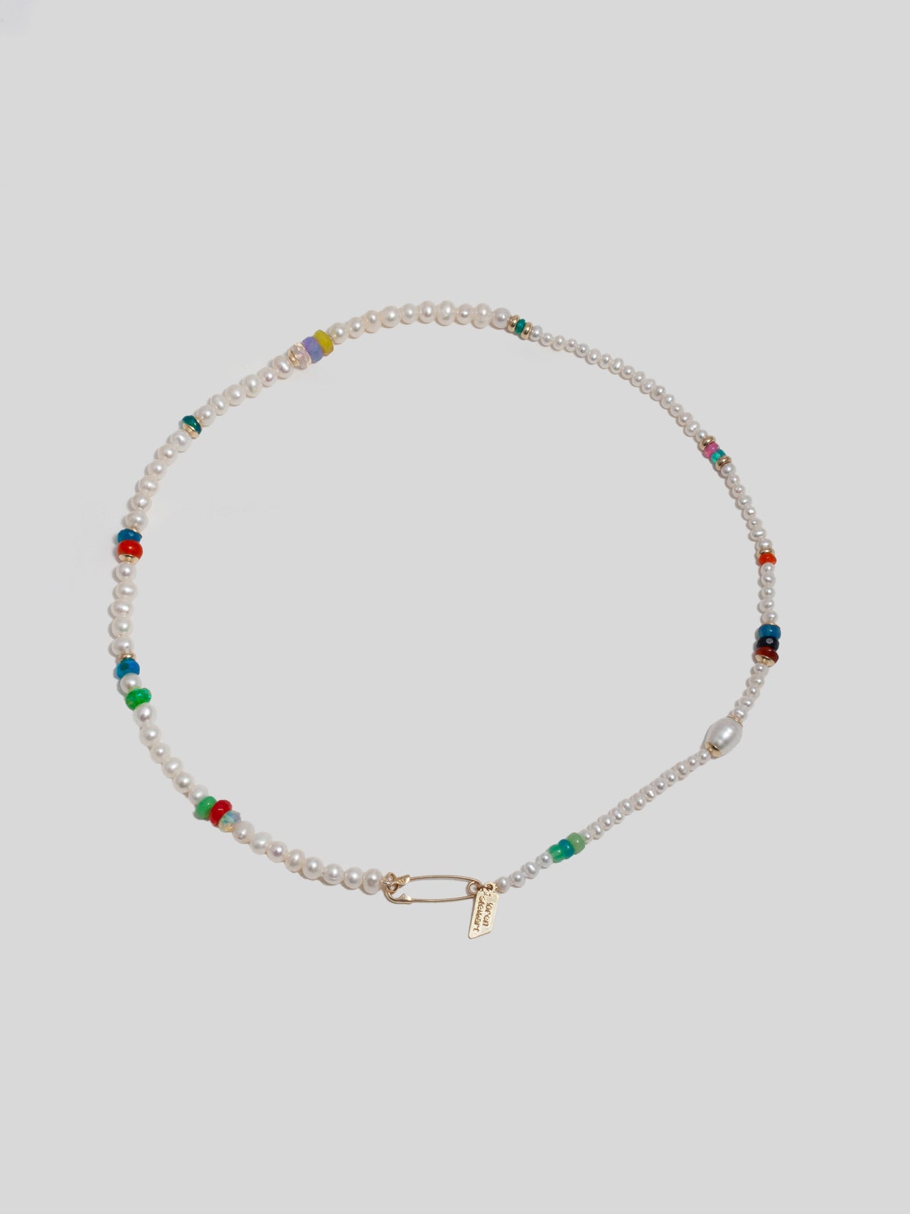 Opal & Pearl Safety Pin Choker