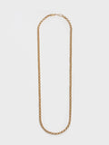 14kt Yellow Gold Rolo Chain pictured on light grey background.