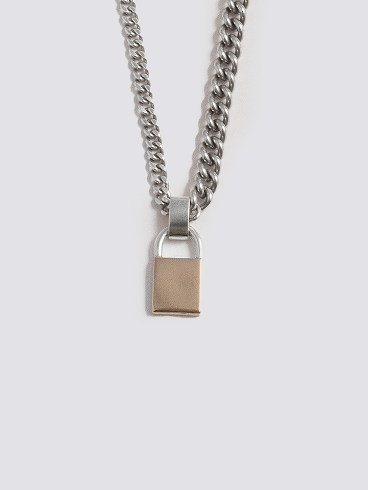 Mixed Metal Padlock Pendant