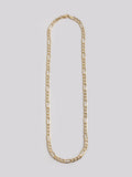 14KT Yellow Gold Figaro Chain shot on light grey background. 