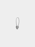 Sterling Silver Skull Safety Pin pictured in sterling silver on light grey background. 