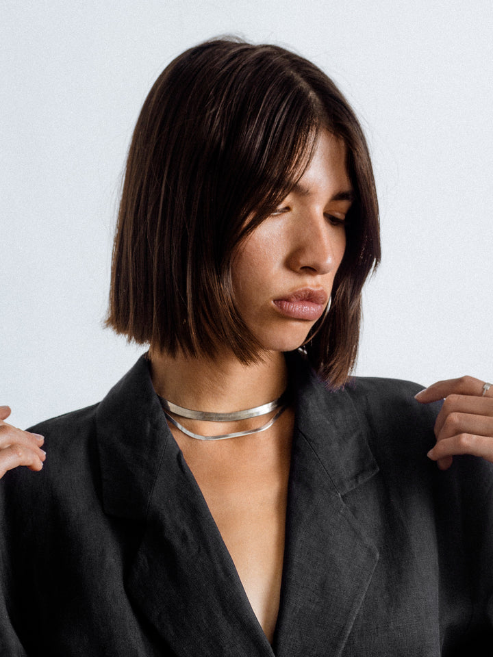 Sylvie Herringbone Chain Layered Necklace – Aurous Atelier