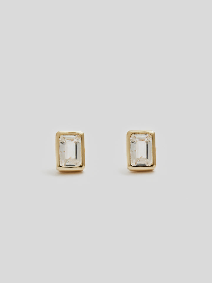 Emerald Cut Bezel Studs